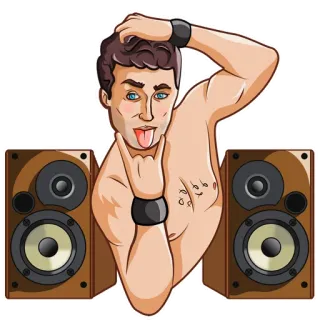 🤘 ผู้ชาย, ลำโพง, เพลง, ปาร์ตี้, เซ็กซี่, สนุก, ร็อค whatsapp sticker