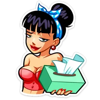 😏 woman, cartoon, tissue, pin-up, busty, vintage, retro whatsapp sticker