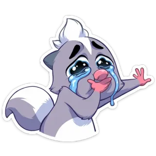 😭 puzzola, piangere, triste, emozioni, cartone animato, animale, lacrime telegram sticker