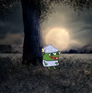 🌃 Pepe Pepe, śpiący, noc, żaba, mem, słodki telegram sticker
