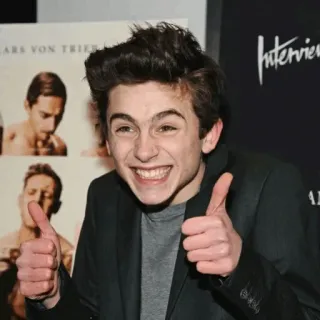 😁 Timothée Chalamet นักแสดง, คนดัง, ยกนิ้วโป้ง, ยิ้ม telegram sticker