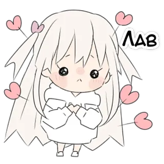 ❤️ ΛΔΒ Anime, Mädchen, Süß, Herzen, Kawaii, Cartoon whatsapp sticker