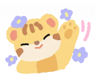 🐯 リ かわいい, マンガ, 動物, 手を振る, 花, クマ, カワイイ whatsapp sticker