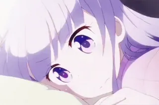 😰 Anime Mädchen, Cartoon, verschlafen, lila Haare, süß, Illustration telegram sticker