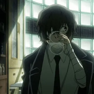 🖤 Osamu Dazai Bungo Stray Dogs anime, dazai, osamu dazai, bungo stray dogs, drinking, bandages, character telegram sticker
