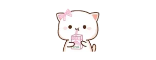 🧃 고양이, 음료, 귀여운, 카와이, 핑크, 만화, 스티커 telegram sticker