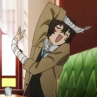 🍩 Osamu Dazai Bungou Stray Dogs Anime, Manga, Perban, Rambut cokelat, Karakter telegram sticker