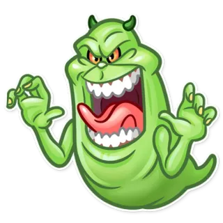 😈 Slimer Ghostbusters Slimer, Ghostbusters, fantasma, desenho animado, monstro, verde, adesivo telegram sticker