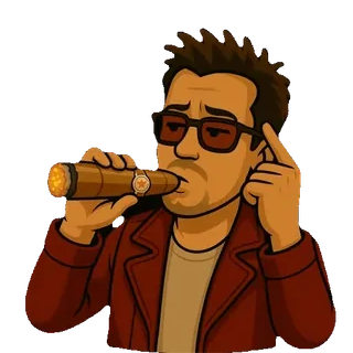 🚬 ผู้ชาย, ซิการ์, แว่นตา, สูบบุหรี่, การ์ตูน telegram sticker