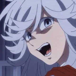 😈 Anime, Manga, Wütend, Ausdruck, Charakter, Weiblich, Weißes Haar whatsapp sticker