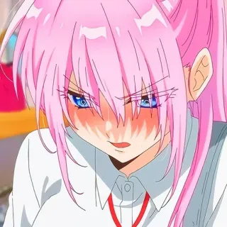 👿 อนิเมะ, ผู้หญิง, ผมสีชมพู, โกรธ, หน้าแดง, การ์ตูน telegram sticker