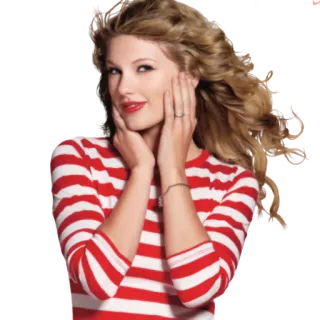🤗 Taylor Swift chanteur, pop star, blonde, rayures rouge et blanc, célébrité, musicien, portrait telegram sticker