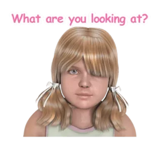 😒 What are you looking at? girl, question, looking, eyes, blonde whatsapp sticker