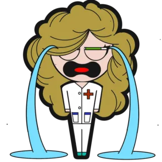 😭 плач, медсестра, медицинский, грустный, блондинка, мультфильм telegram sticker