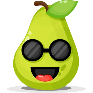 😎 梨, 水果, 太阳镜, 表情符号, 可爱 telegram sticker