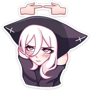 🥺 аниме девушка, мультфильм, пистолет из пальцев, эмодзи, наклейка telegram sticker