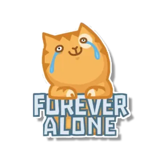 😭 FOREVER ALONE gato, solo, llorando, meme, triste telegram sticker