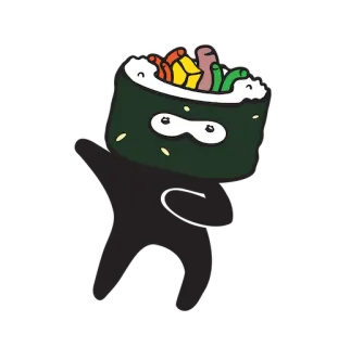 👻 Sushi, Ninja, Essen, Dab, Maskottchen, Cartoon, Figur telegram sticker