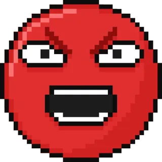 😊 злой, красный, пиксельный, эмодзи, лицо, расстроенный telegram sticker