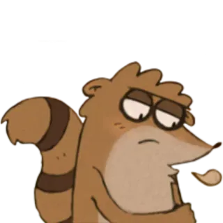 😣 Rigby Regular Show Kreskówka, Zwierzę, Szop, Postać, Rigby, Zwyczajny serial telegram sticker