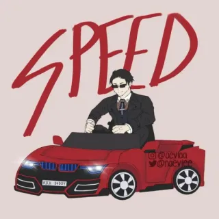 💵 SPEED скорость, машина, солнцезащитные очки, костюм, мультфильм, иллюстрация whatsapp sticker
