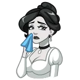 😢 mujer, triste, llorando, dibujos animados, emocional whatsapp sticker