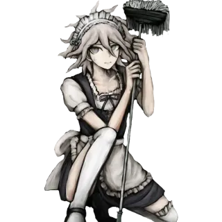 ☹️ Nagito Komaeda Danganronpa anime, maid outfit, video game, Danganronpa, Nagito Komaeda, character, anime character telegram sticker