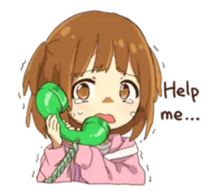😰 Help me... Anime, weinen, Mädchen, Handy, traurig telegram sticker