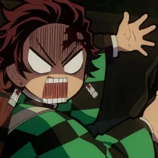 🧧 Tanjiro Kamado Demon Slayer Аниме, Клинок, рассекающий демонов, Тандзиро, Злой, Чиби telegram sticker