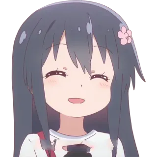 ☺️ anime girl, cartoon, happy, cute, flower, smiling whatsapp sticker