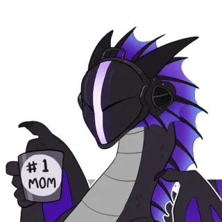 ☕️ #1 MOM dragão, mãe, desenho animado, roxo, xícara, personagem telegram sticker