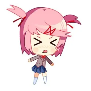 😖 Natsuki Doki Doki Literature Club! Anime, Natsuki, Chibi, Colère, Kawaii, DDLC, Doki Doki Literature Club whatsapp sticker