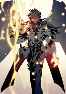 🤴 anime, character, fantasy, armor, lightning telegram sticker