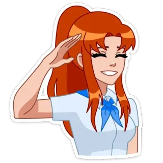 ☺ femme, fille, salut, dessin animé telegram sticker