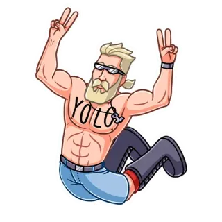 ✌️ YOLO hombre, abdominales, yolo, rubio, cool, pose telegram sticker