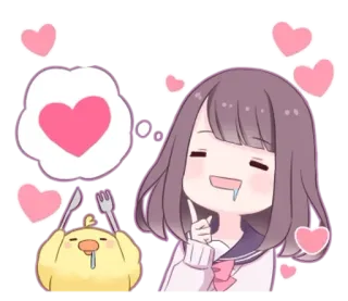 🌟 Anime, Dibujos animados, Lindo, Comida, Corazón, Amor, Kawaii telegram sticker
