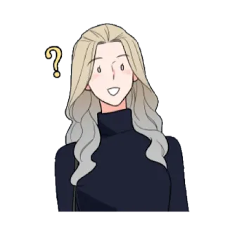 ❓ 질문, 여자, 금발 머리, 만화 telegram sticker