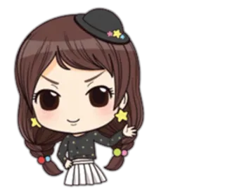 👋 adesivo, desenho animado, chibi, menina, estrelas, chapéu coco telegram sticker