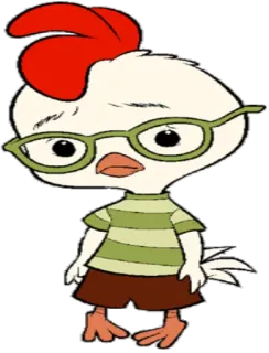 😔 Chicken Little Cartoon, Huhn, Brille, animiert, Disney, Filmfigur telegram sticker