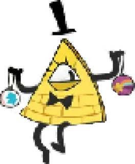 ⚠ Bill Cipher Gravity Falls Dessin animé, Triangle, Un œil, Drôle, Magique, Mystère telegram sticker