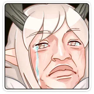 😢 crying, tears, sad, elf, fantasy, horns, upset telegram sticker