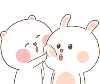 🐽 Desenho animado, Fofo, Animal, Coelho, Urso, Beliscão na bochecha telegram sticker
