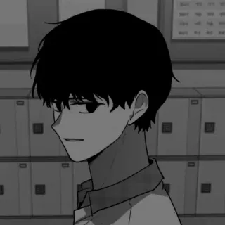 🍁 Anime, Manga, Armadietto, Scuola, Ragazzo, Bianco e nero telegram sticker