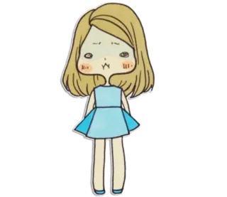 😔 Cartoon, Mädchen, Figur, Süß, Sticker whatsapp sticker
