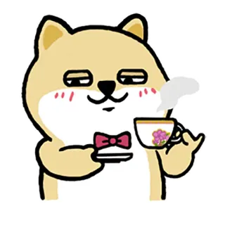 ☺️ 狗, 茶, 杯子, 卡通, 动物, 领结, 可爱 whatsapp sticker