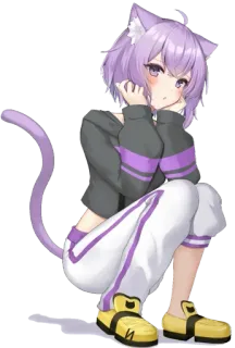 😍 anime, catgirl, purple hair, cute, kawaii telegram sticker