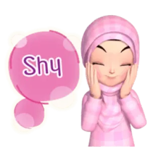✳️ Shy 害羞, 可爱, 卡通, 女孩, 表情符号 telegram sticker