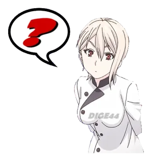 ❓ Erina Nakiri Food Wars!: Shokugeki no Soma Anime, Ragazza, Erina Nakiri, Food Wars, Domanda, Chef telegram sticker