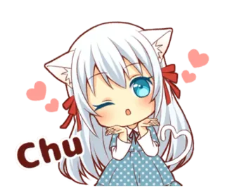 ❤ Chu Anime, Katzenmädchen, Kawaii, Süß telegram sticker