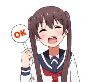 ⭕️ OK Anime, Chica, Feliz, Ok, Aprobado telegram sticker